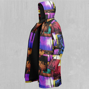 Paradise Collage Zip Up Cloak (Black Fur)