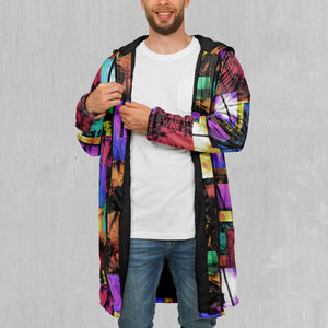 Paradise Collage Zip Up Cloak (Black Fur)