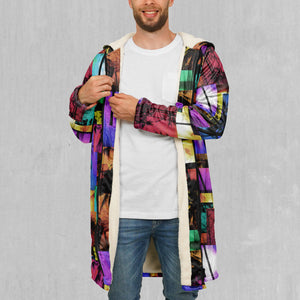 Paradise Collage Zip Up Cloak (White Fur)