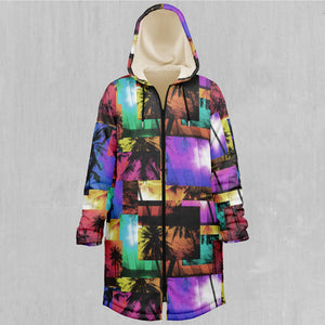 Paradise Collage Zip Up Cloak (White Fur)