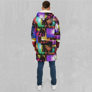 Paradise Collage Zip Up Cloak (White Fur)