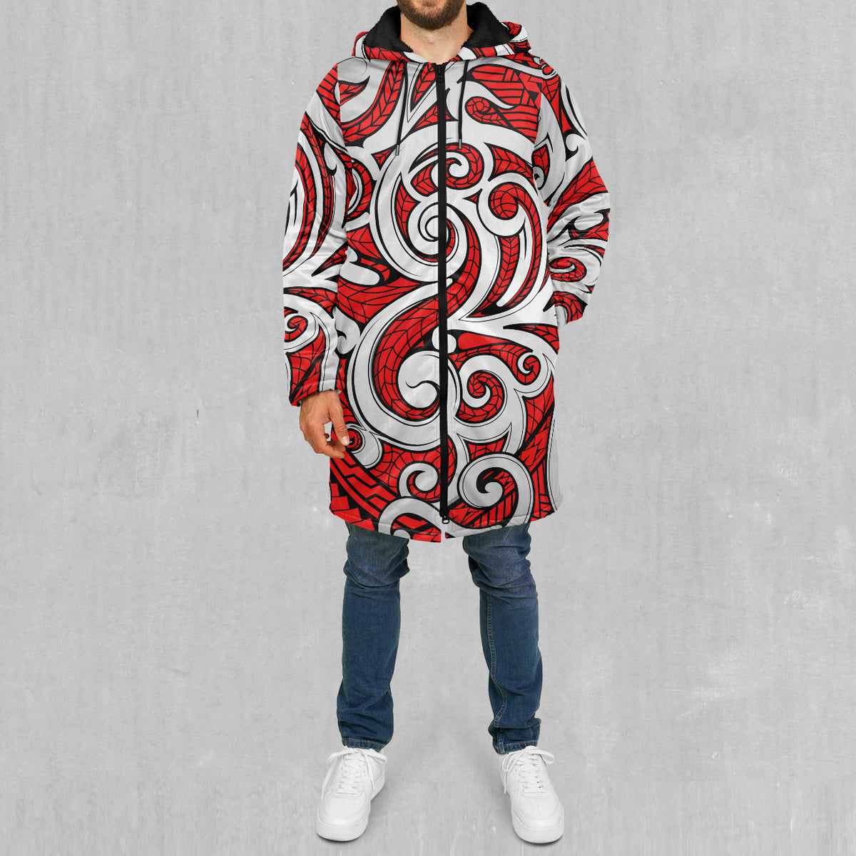Polynesian Warrior Zip Up Cloak (Black Fur)