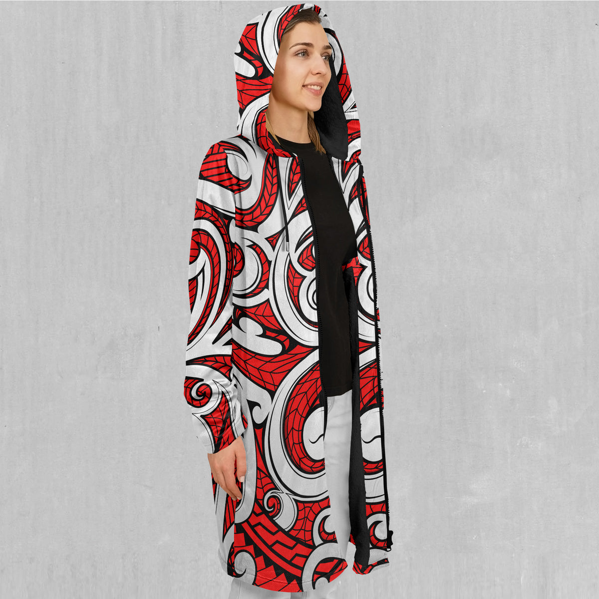 Polynesian Warrior Zip Up Cloak (Black Fur)