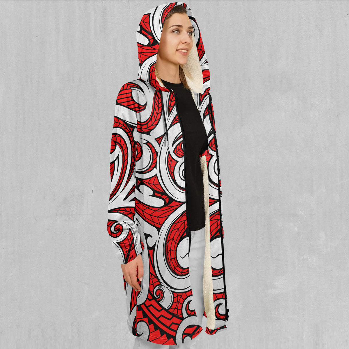 Polynesian Warrior Zip Up Cloak (White Fur)