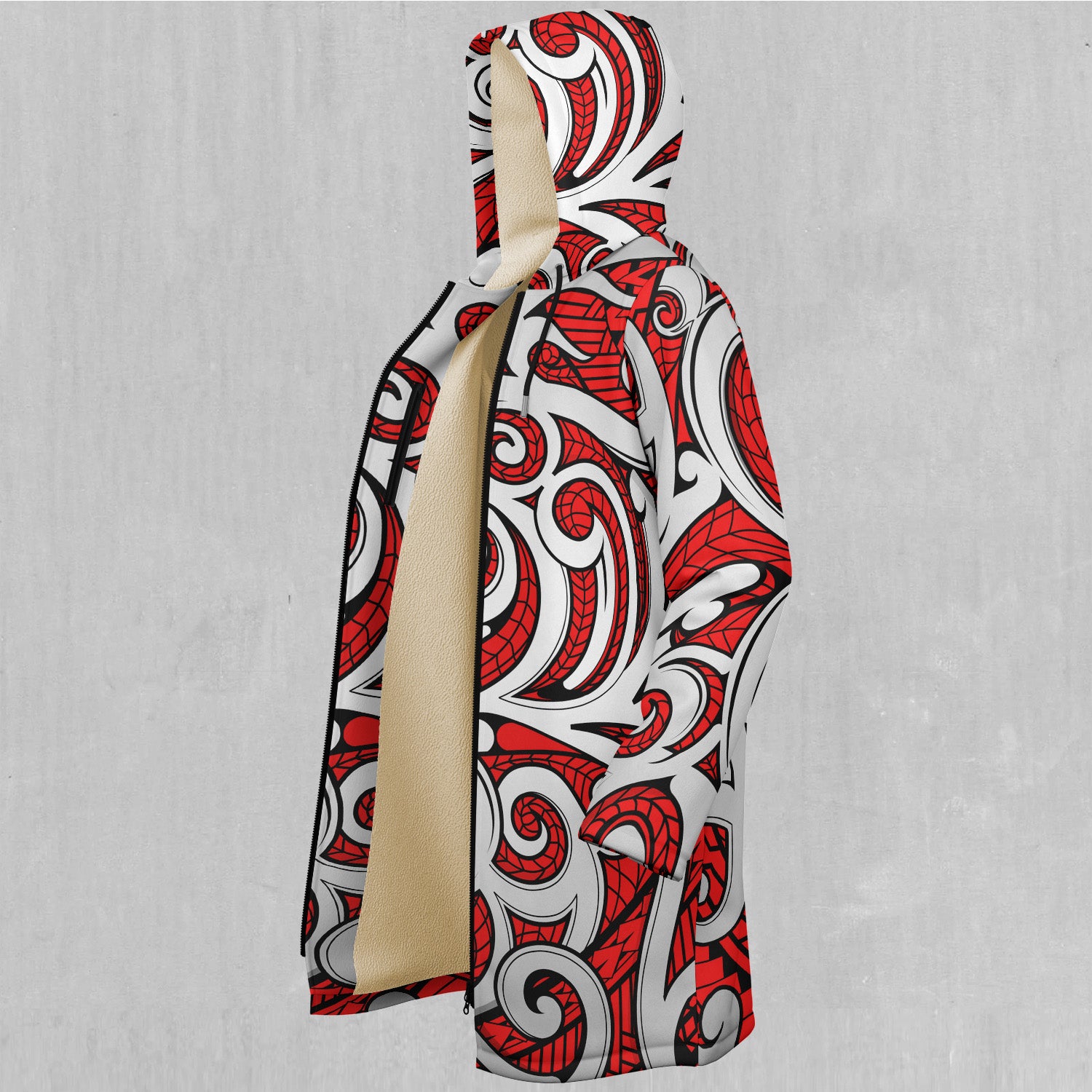 Polynesian Warrior Zip Up Cloak (White Fur)