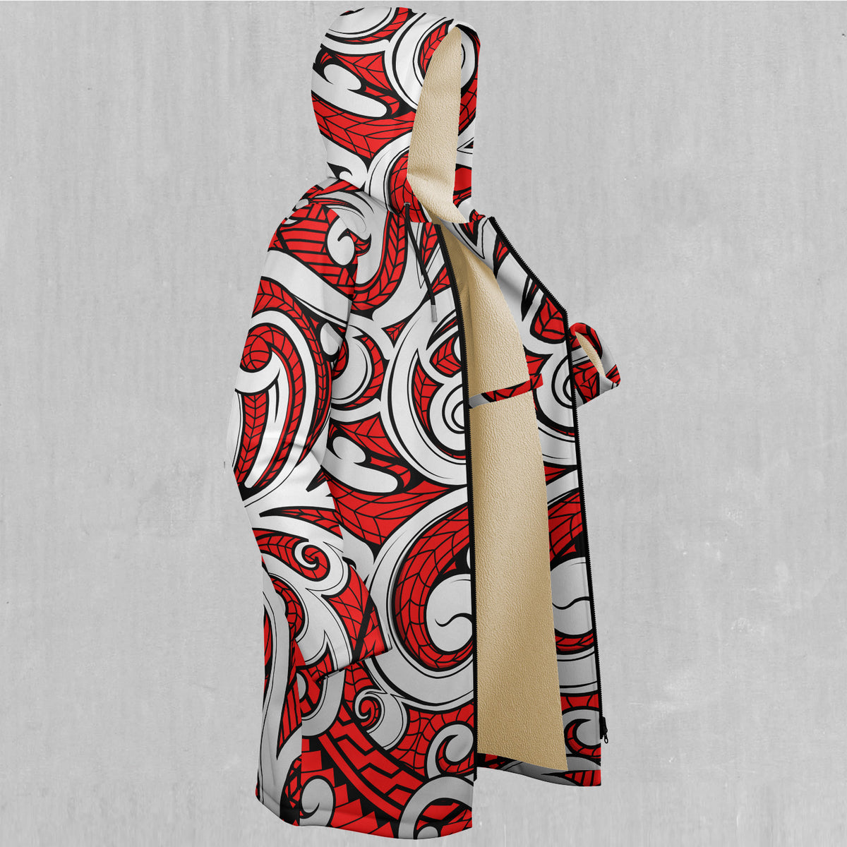 Polynesian Warrior Zip Up Cloak (White Fur)