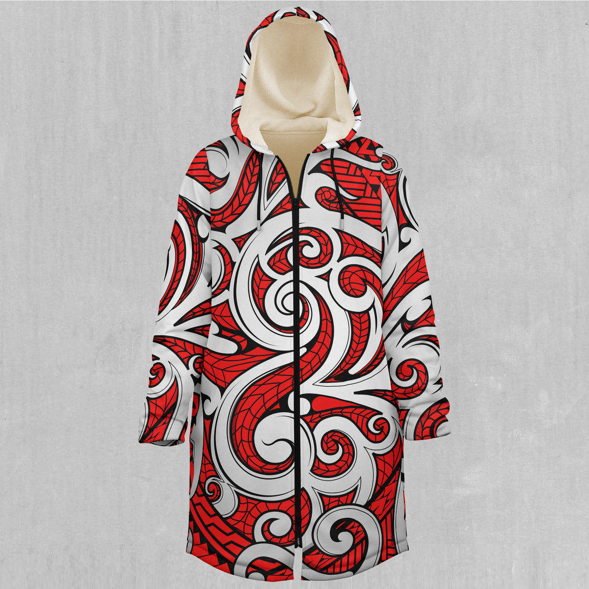Polynesian Warrior Zip Up Cloak (White Fur)
