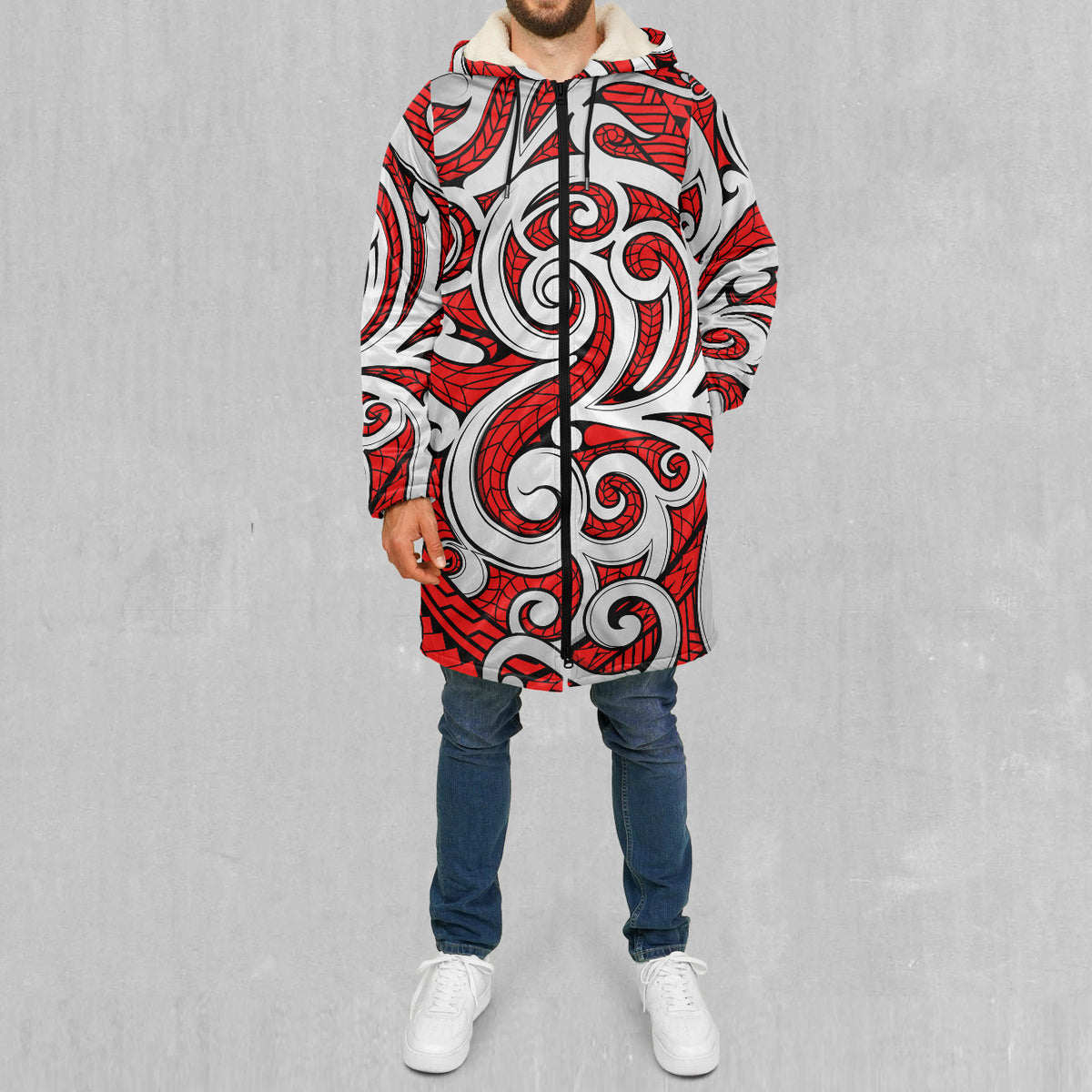 Polynesian Warrior Zip Up Cloak (White Fur)