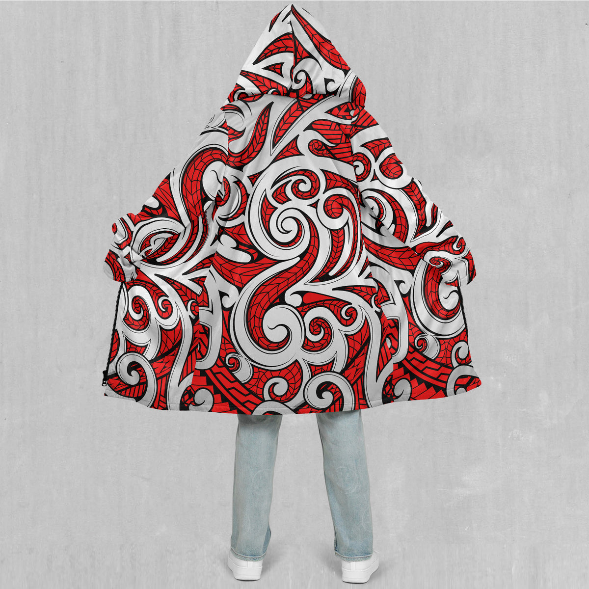 Polynesian Warrior Zip Up Cloak (White Fur)