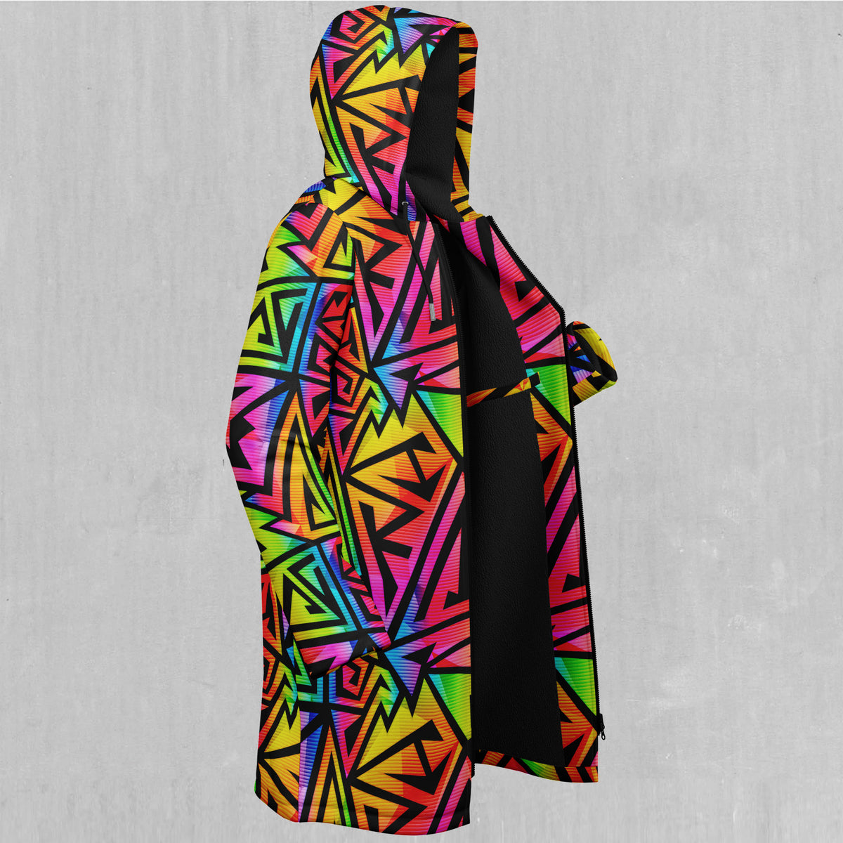 Prismatic Spectrum Zip Up Cloak  (White Fur)