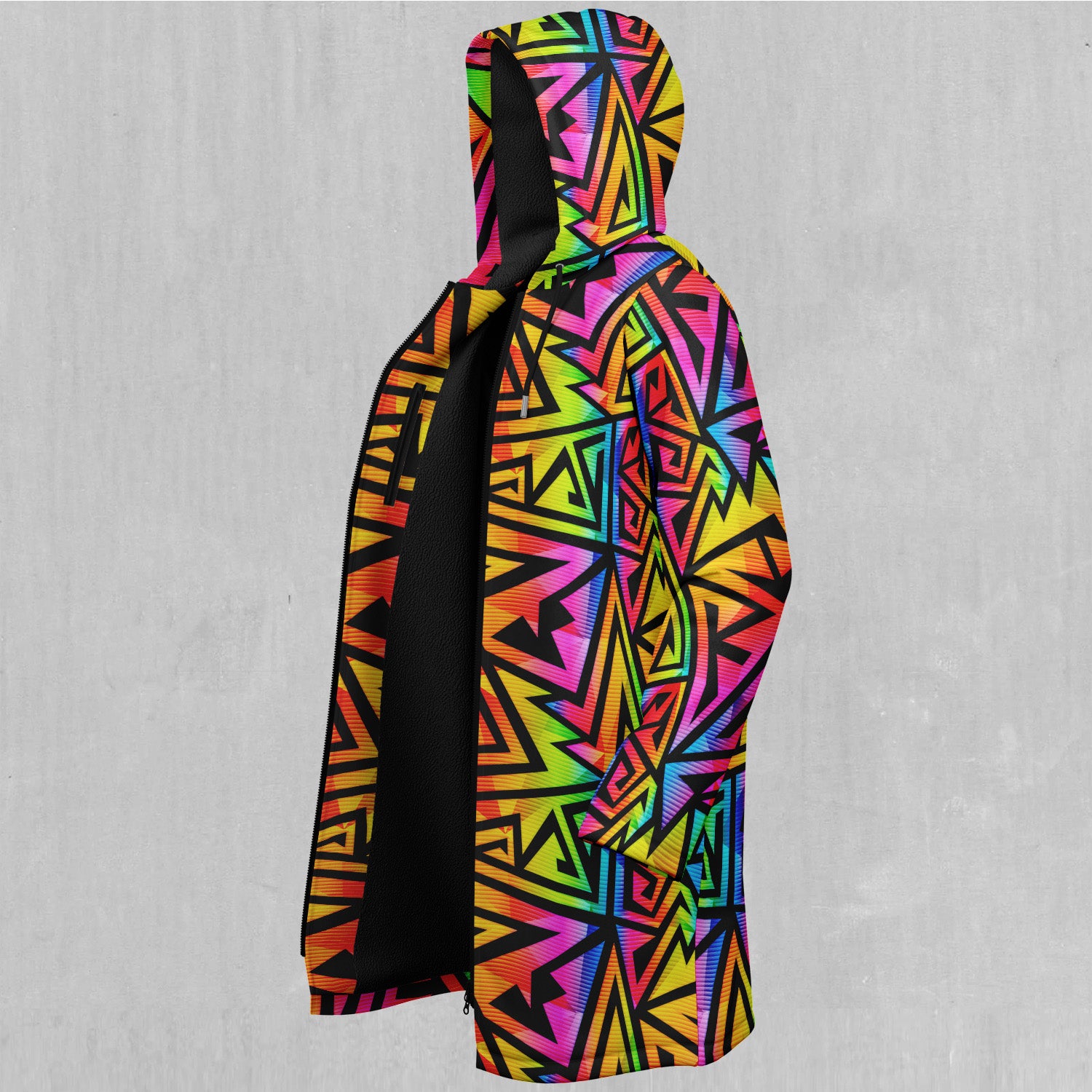 Prismatic Spectrum Zip Up Cloak  (White Fur)