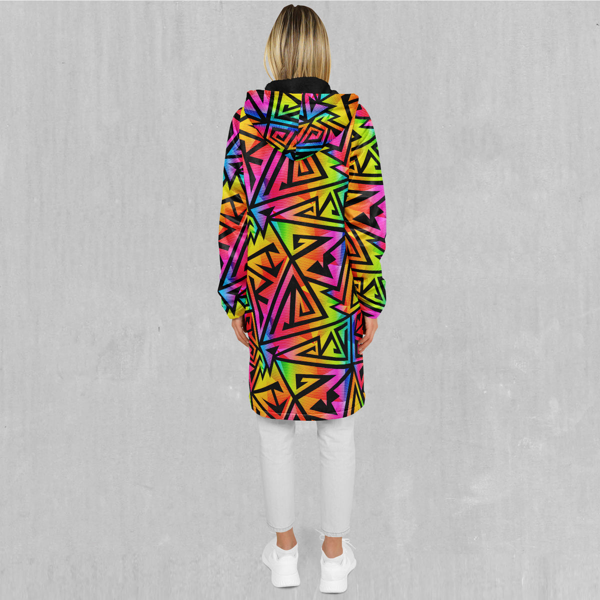 Prismatic Spectrum Zip Up Cloak  (White Fur)