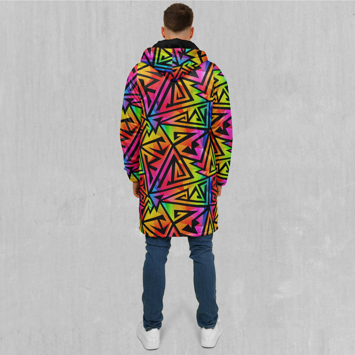 Prismatic Spectrum Zip Up Cloak  (White Fur)