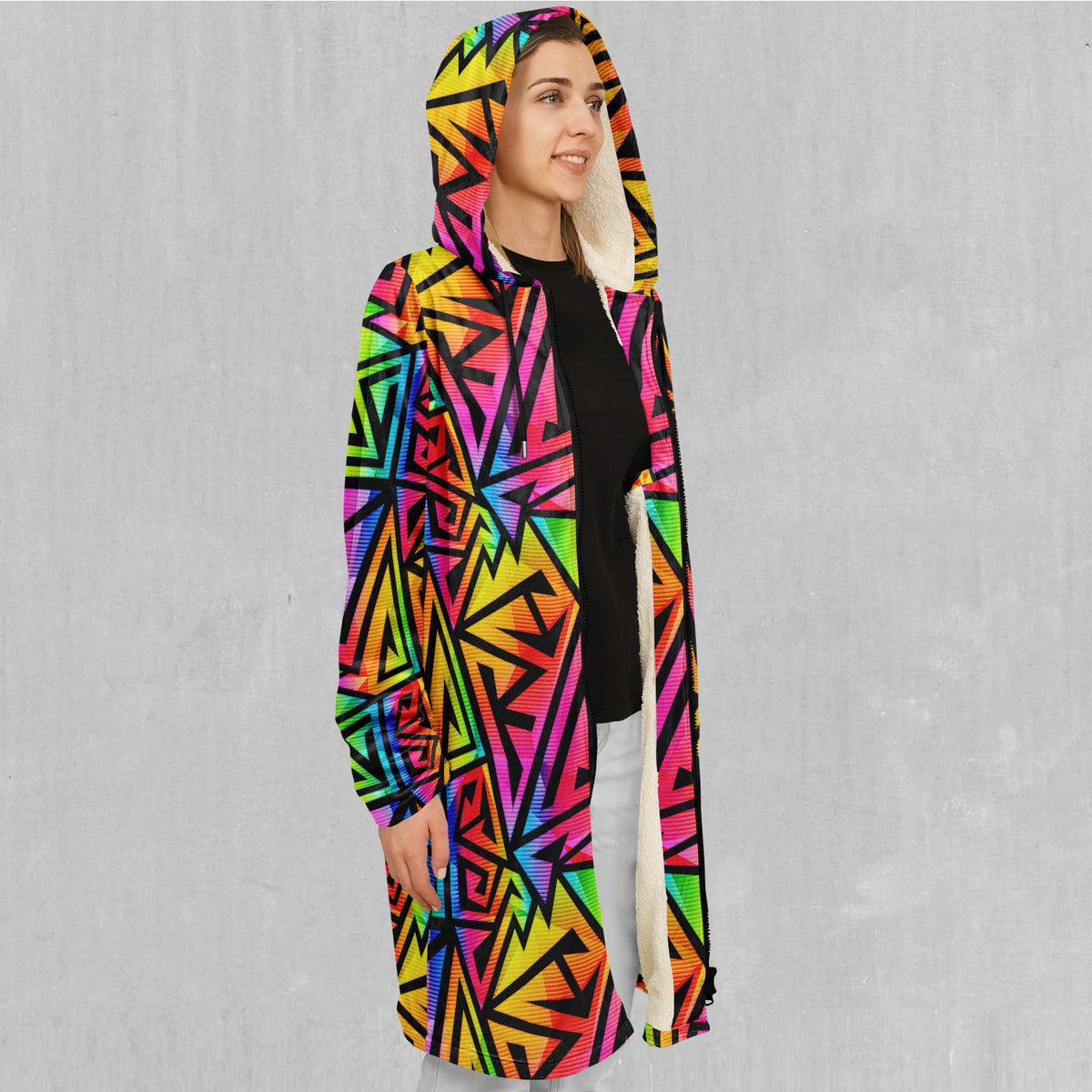 Prismatic Spectrum Zip Up Cloak (Black Fur)