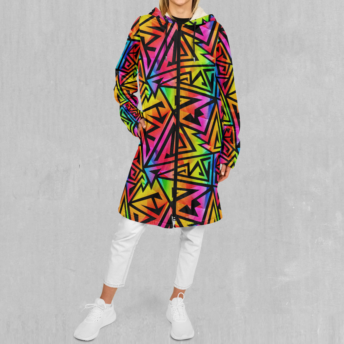 Prismatic Spectrum Zip Up Cloak (Black Fur)