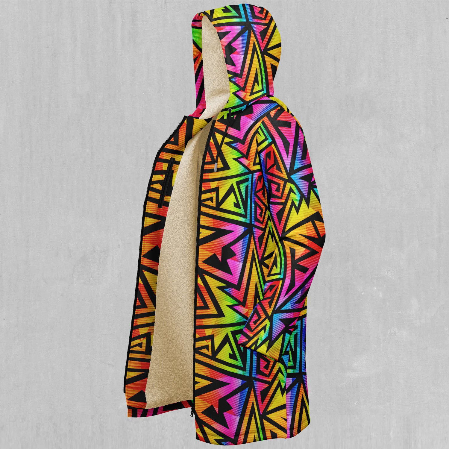 Prismatic Spectrum Zip Up Cloak (Black Fur)