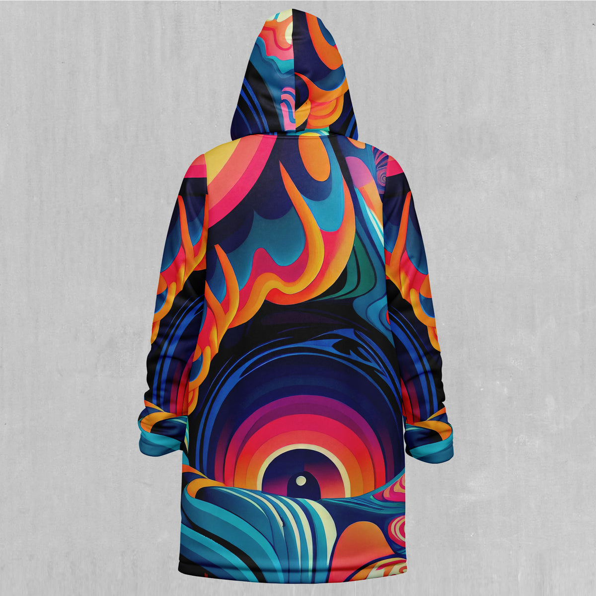 Psychedelic Vortex Zip Up Cloak (Black Fur)