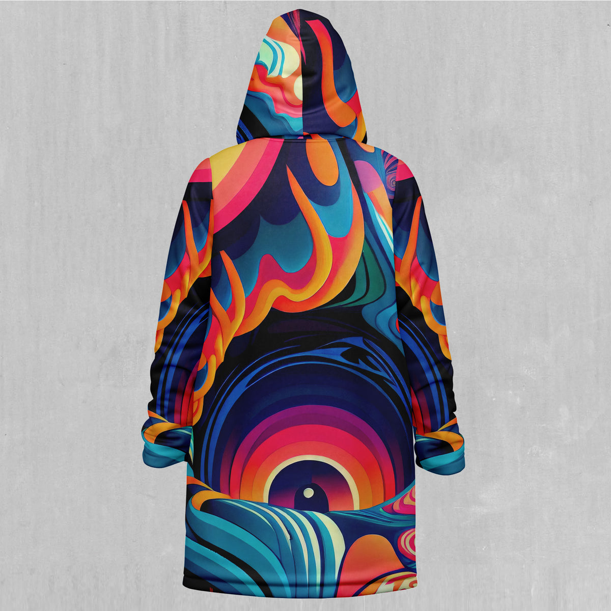 Psychedelic Vortex Zip Up Cloak (White Fur)