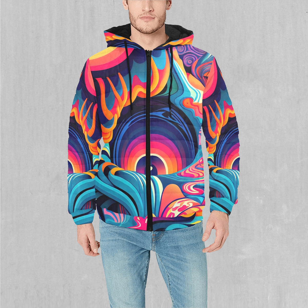 Psychedelic Vortex Puffer Jacket