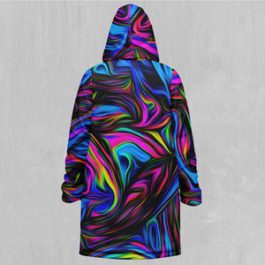 Psychedelic Waves Zip Up Cloak (Black Fur)