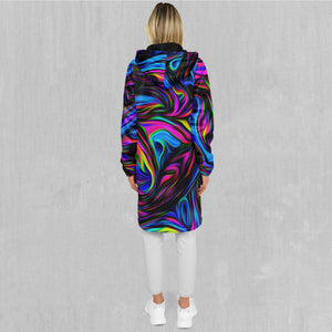 Psychedelic Waves Zip Up Cloak (Black Fur)