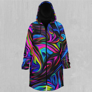 Psychedelic Waves Zip Up Cloak (Black Fur)