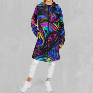 Psychedelic Waves Zip Up Cloak (Black Fur)