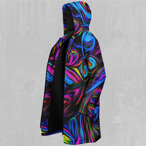 Psychedelic Waves Zip Up Cloak (Black Fur)