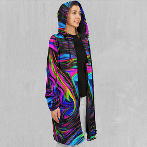 Psychedelic Waves Zip Up Cloak (Black Fur)