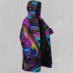 Psychedelic Waves Zip Up Cloak (Black Fur)