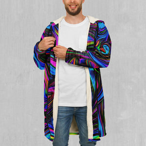 Psychedelic Waves Zip Up Cloak (White Fur)