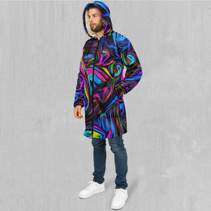 Psychedelic Waves Zip Up Cloak (White Fur)