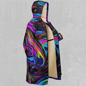 Psychedelic Waves Zip Up Cloak (White Fur)