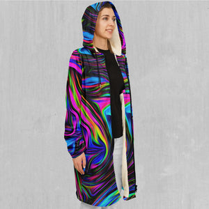 Psychedelic Waves Zip Up Cloak (White Fur)