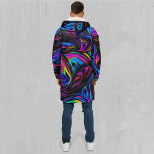 Psychedelic Waves Zip Up Cloak (White Fur)