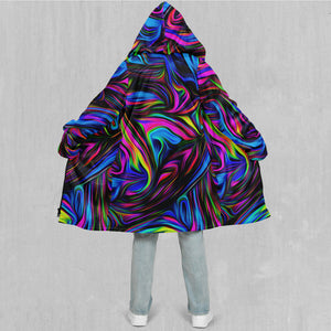 Psychedelic Waves Zip Up Cloak (White Fur)