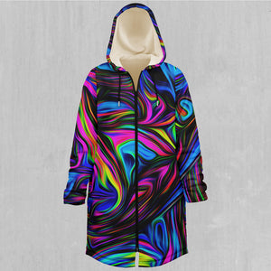 Psychedelic Waves Zip Up Cloak (White Fur)