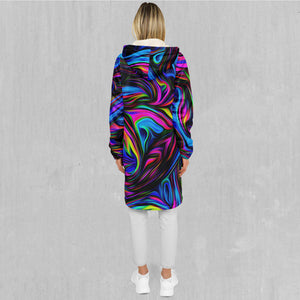 Psychedelic Waves Zip Up Cloak (White Fur)