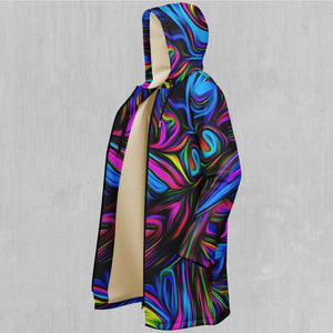 Psychedelic Waves Zip Up Cloak (White Fur)