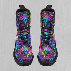 Psychedelic Waves Women's Lace Up Boots