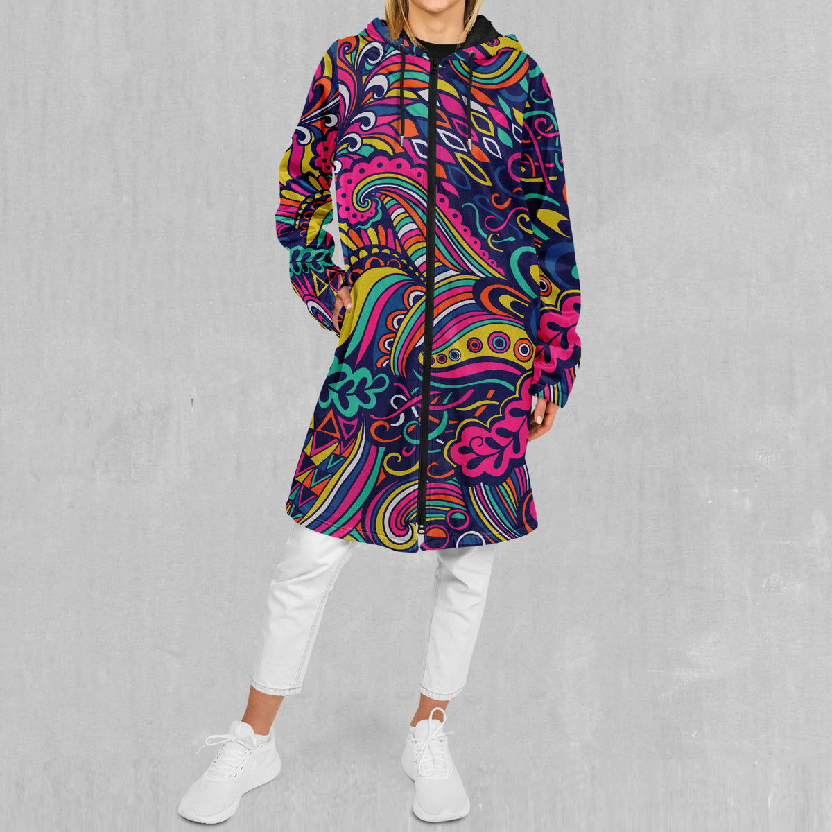 Psychotropic Zip Up Cloak (Black Fur)