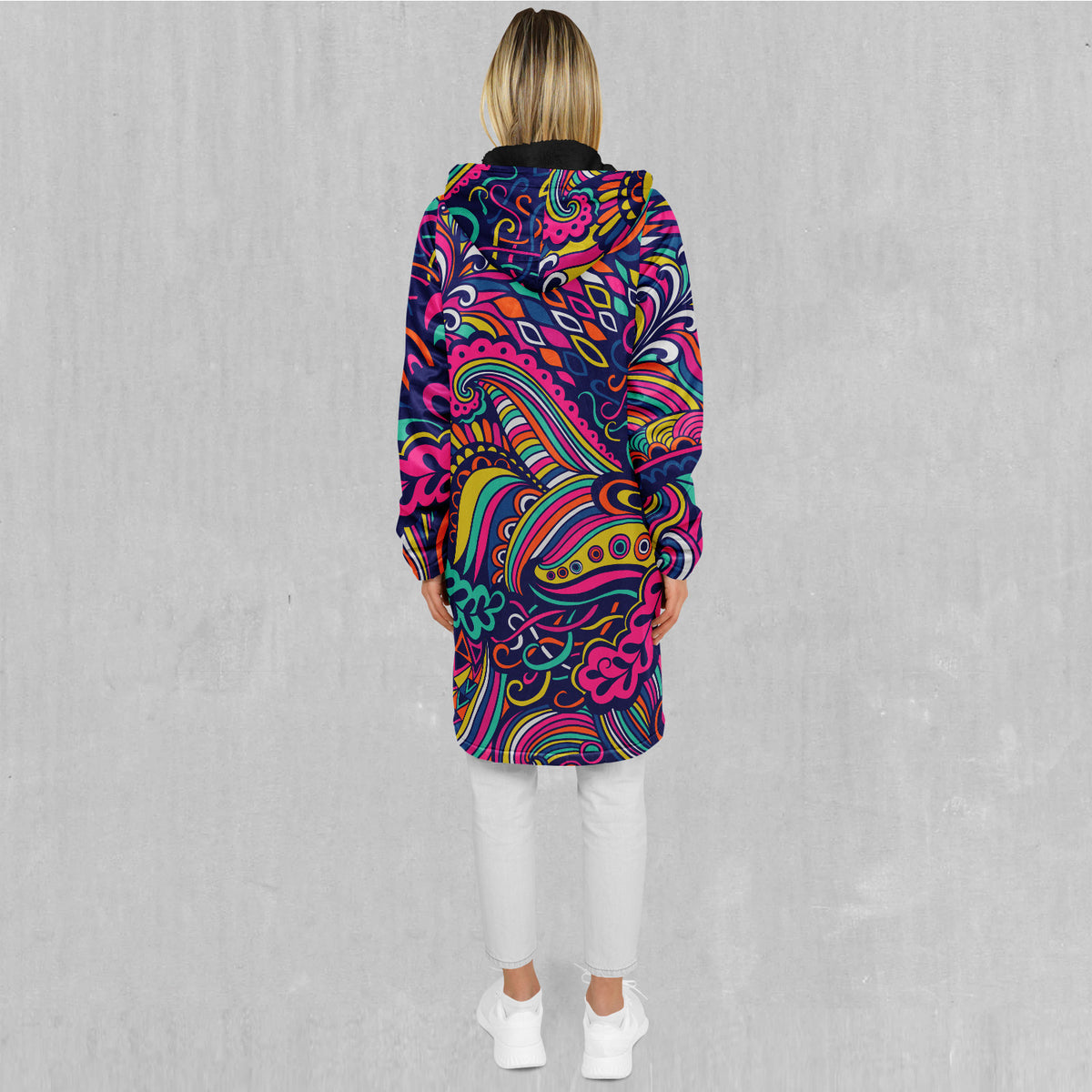 Psychotropic Zip Up Cloak (Black Fur)