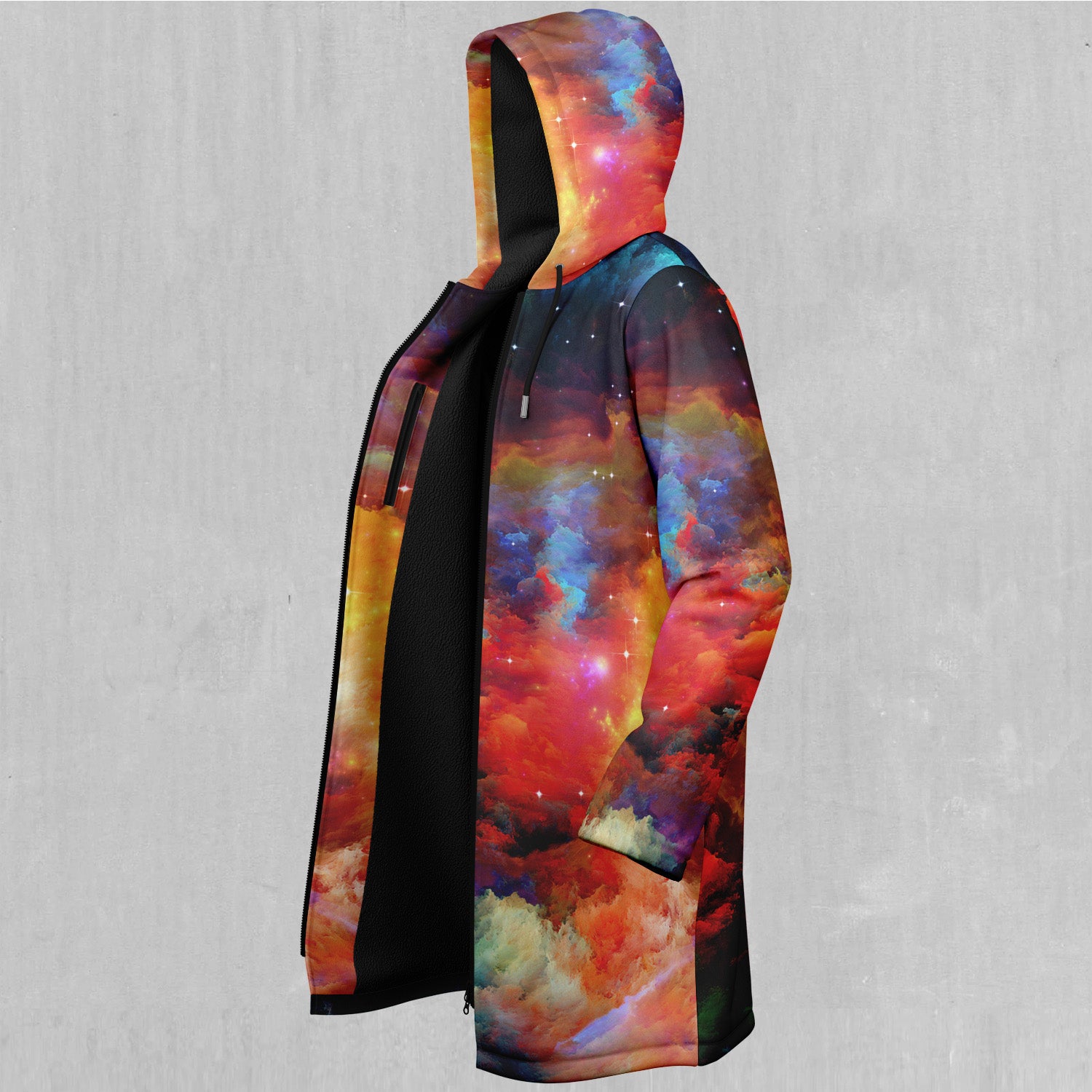 Rainbow Galaxy Zip Up Cloak (Black Fur)