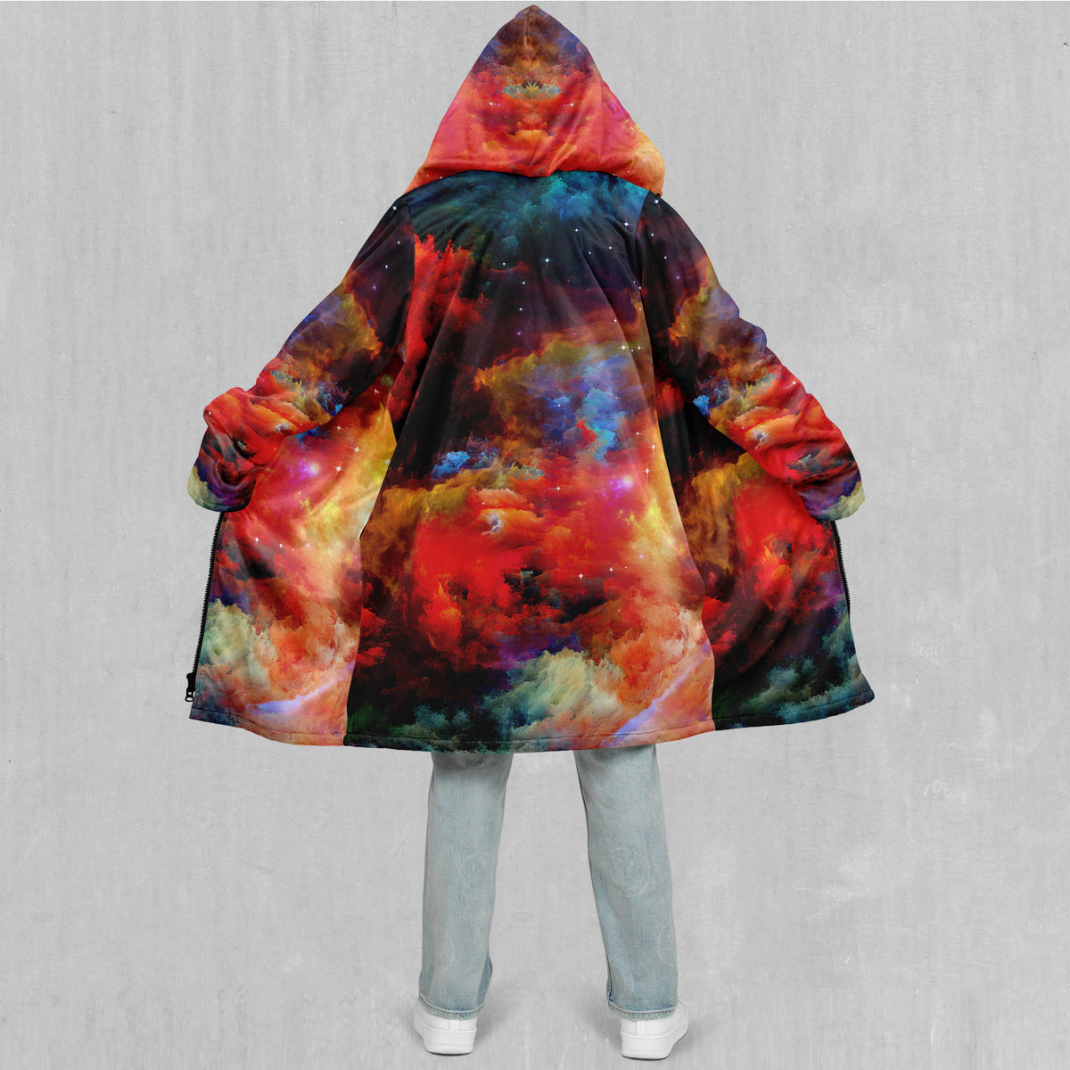 Rainbow Galaxy Zip Up Cloak (Black Fur)