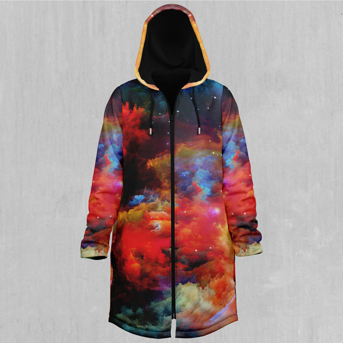 Rainbow Galaxy Zip Up Cloak (Black Fur)