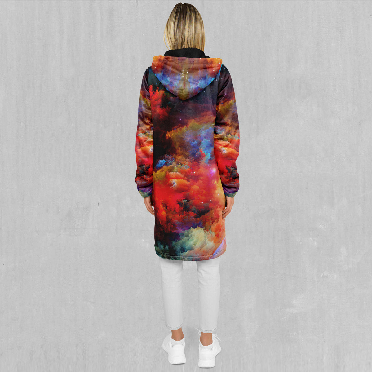 Rainbow Galaxy Zip Up Cloak (Black Fur)