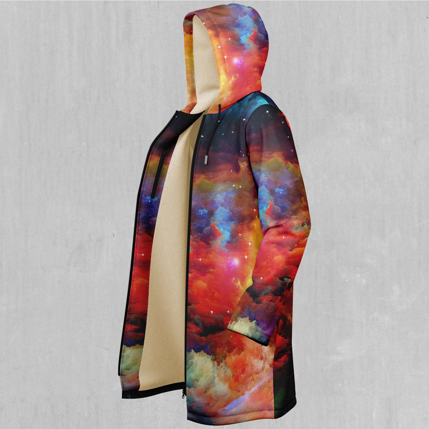 Rainbow Galaxy Zip Up Cloak (White Fur)