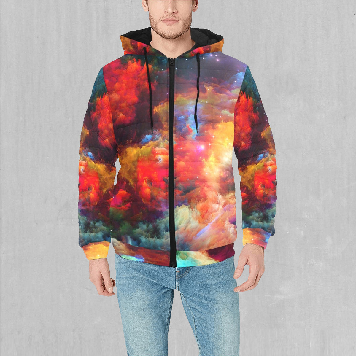 Rainbow Galaxy Puffer Jacket
