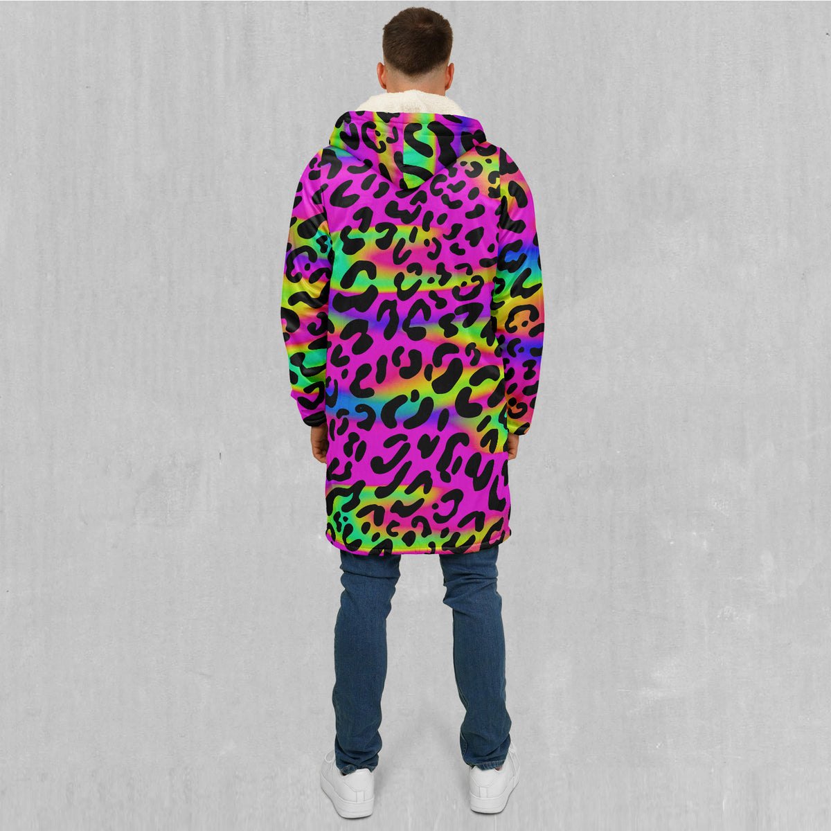 Rave Leopard Zip Up Cloak (White Fur)