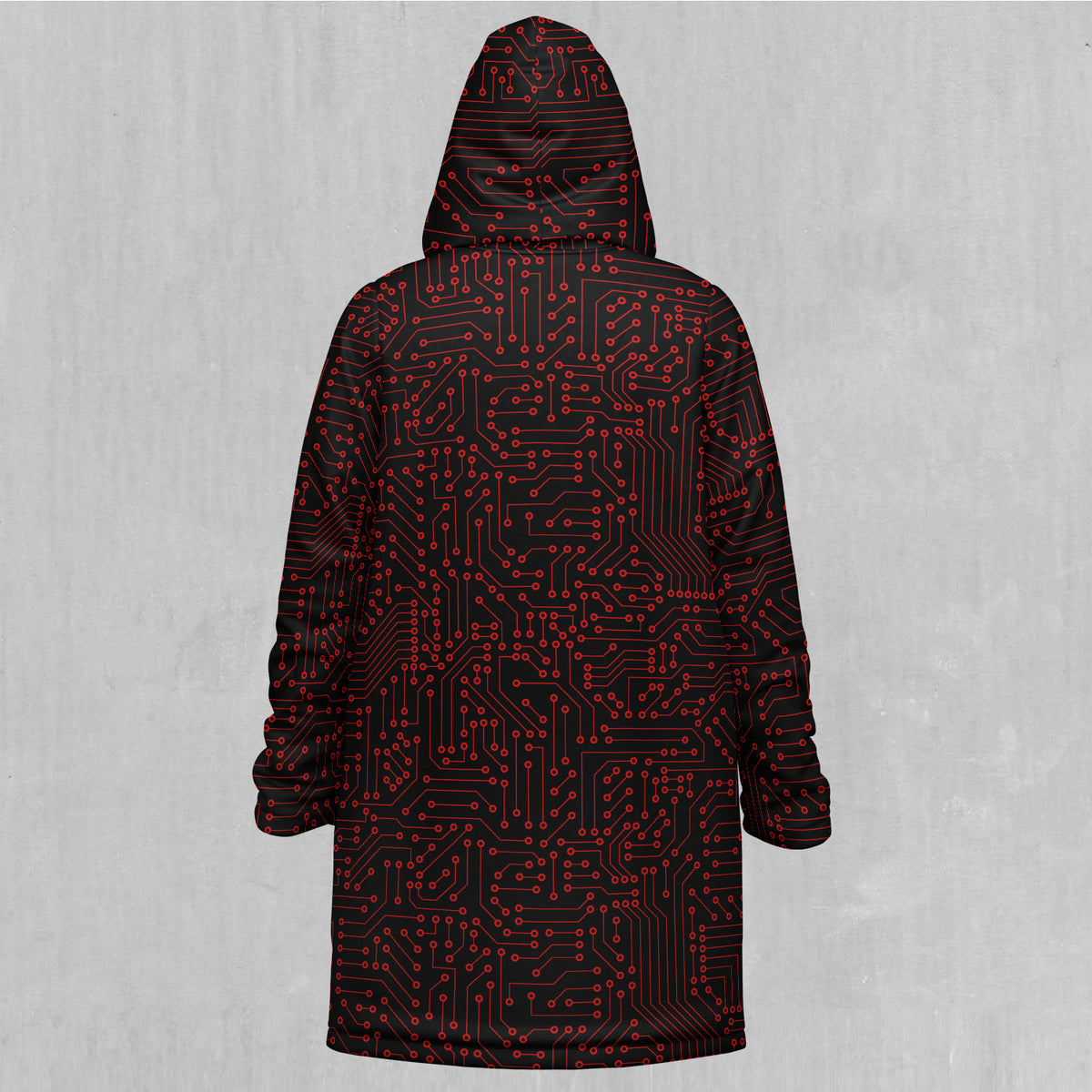 Red Cybernetic Zip Up Cloak (Black Fur)